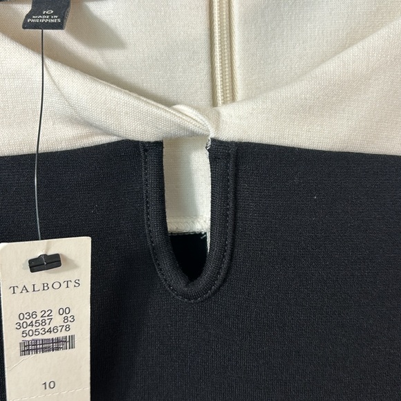 NWT Talbots Ponte Dress Classic Black White Short Sleeve Sheath Knit Sz 10 - Picture 5 of 9
